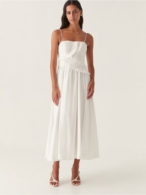 AJE. SYNERGY FRILL WHITE MIDI DRESS GREAT CONDITION
